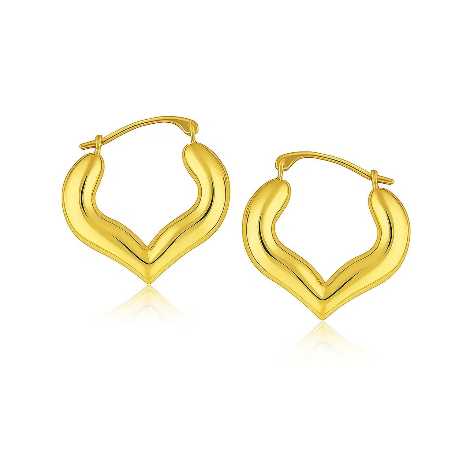 10k Yellow Gold Hoop Style Heart Shape Earrings in a sleek high-contrast midnight luxury editorial style
